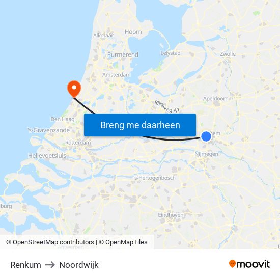 Renkum to Noordwijk map