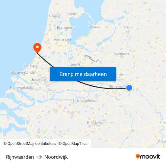 Rijnwaarden to Noordwijk map