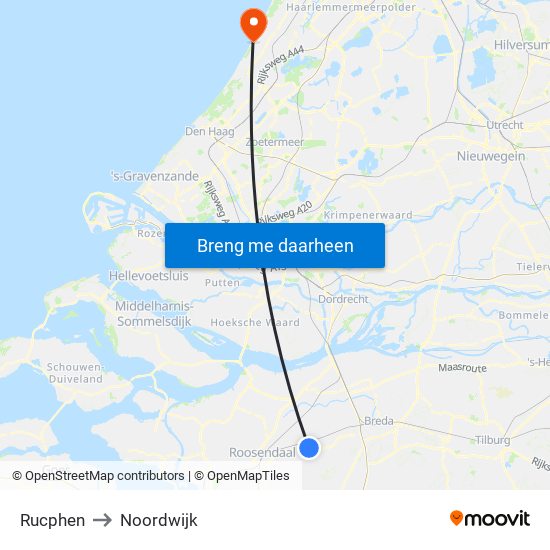 Rucphen to Noordwijk map