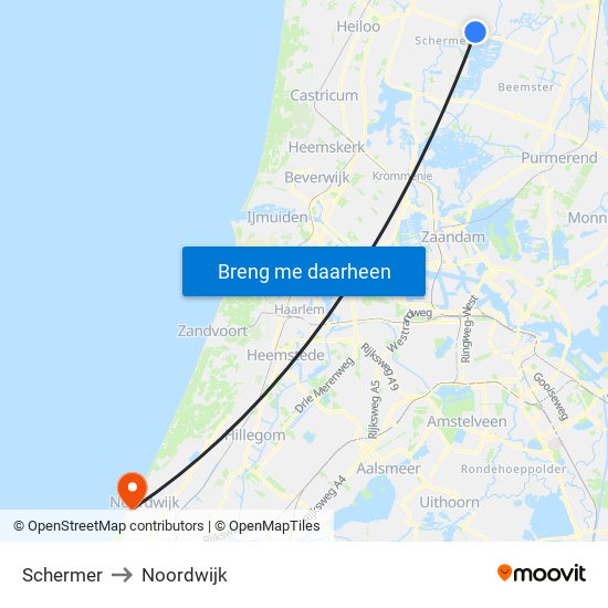 Schermer to Noordwijk map