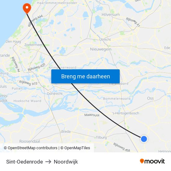 Sint-Oedenrode to Noordwijk map