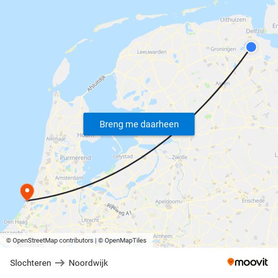 Slochteren to Noordwijk map