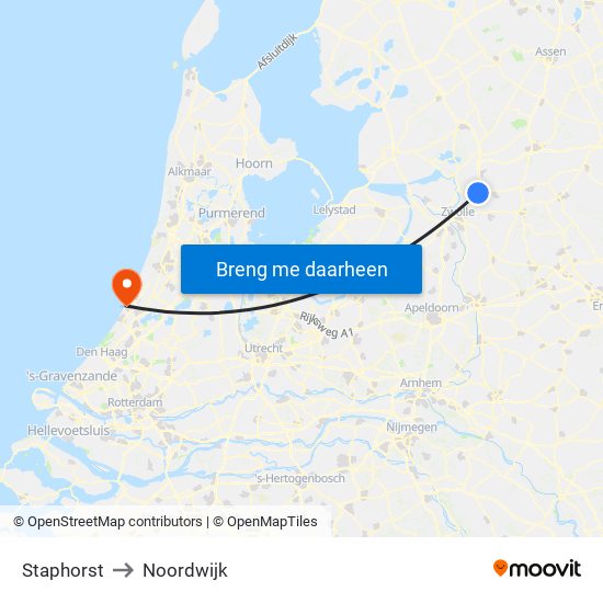 Staphorst to Noordwijk map