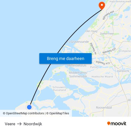 Veere to Noordwijk map