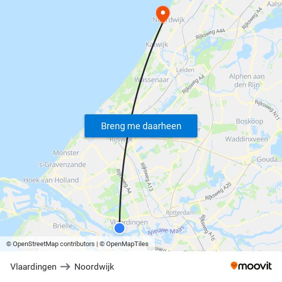 Vlaardingen to Noordwijk map