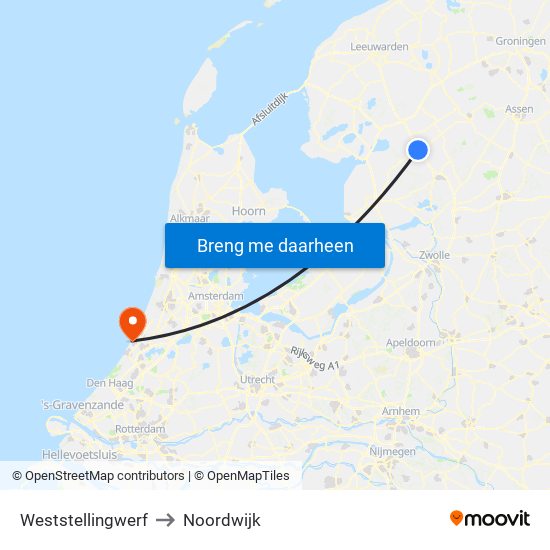 Weststellingwerf to Noordwijk map