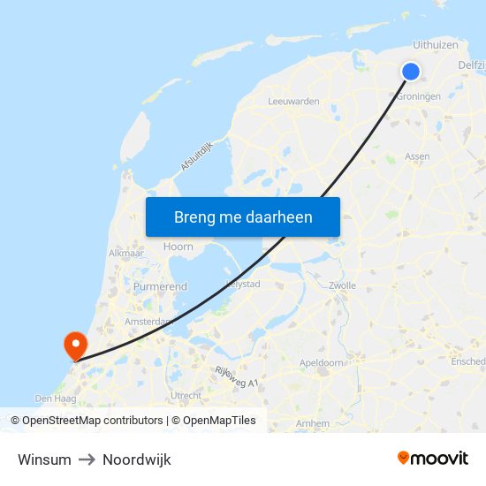 Winsum to Noordwijk map