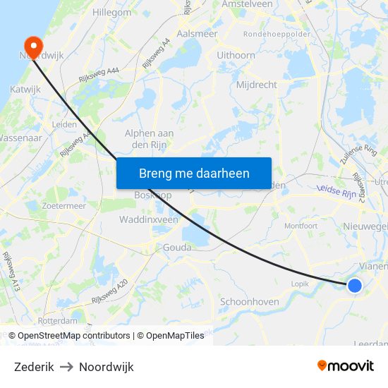 Zederik to Noordwijk map