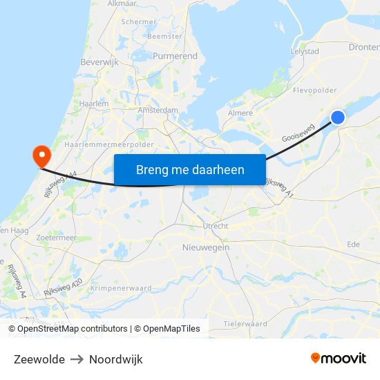 Zeewolde to Noordwijk map
