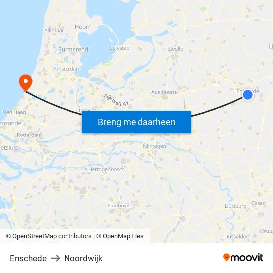 Enschede to Noordwijk map