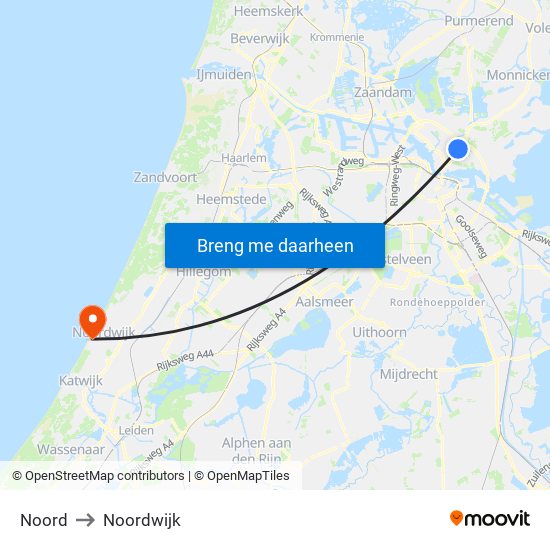 Noord to Noordwijk map