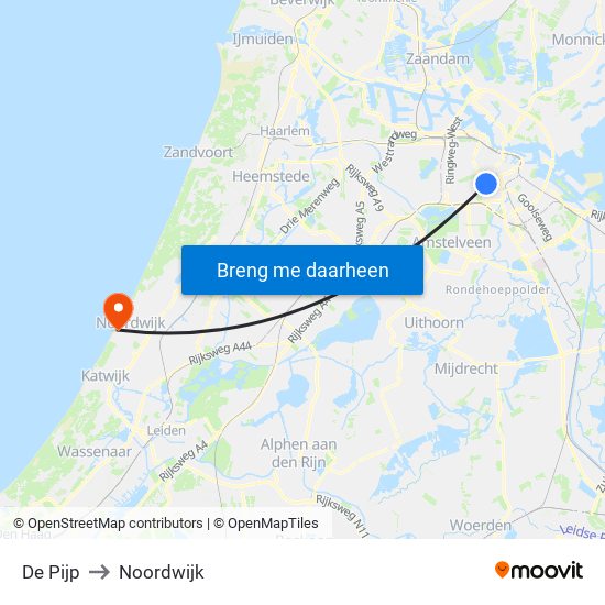 De Pijp to Noordwijk map