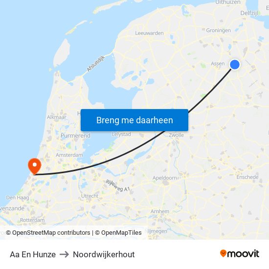 Aa En Hunze to Noordwijkerhout map