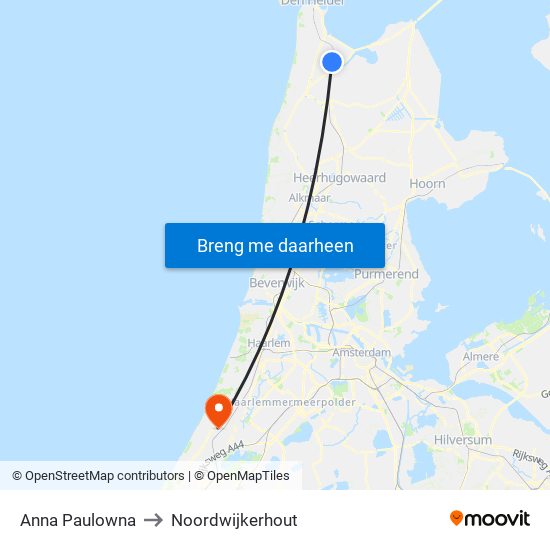 Anna Paulowna to Noordwijkerhout map