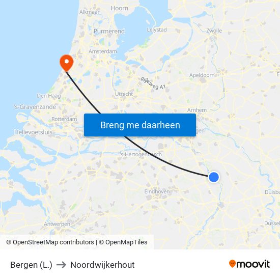 Bergen (L.) to Noordwijkerhout map
