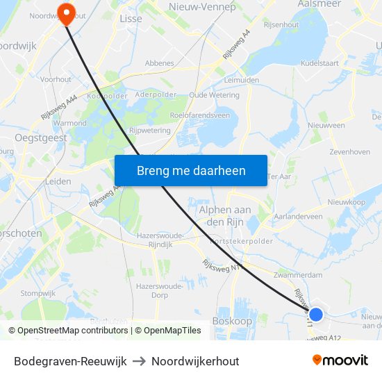 Bodegraven-Reeuwijk to Noordwijkerhout map