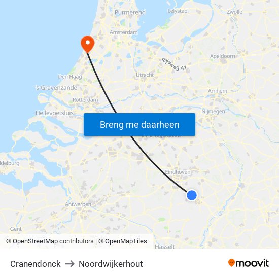 Cranendonck to Noordwijkerhout map