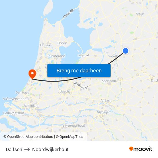 Dalfsen to Noordwijkerhout map