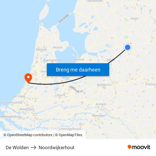 De Wolden to Noordwijkerhout map