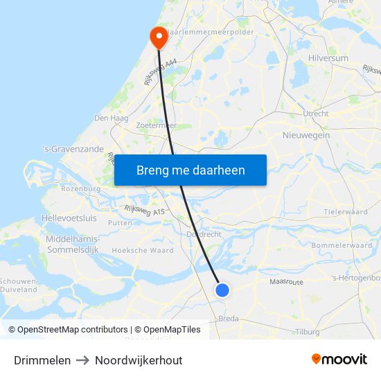 Drimmelen to Noordwijkerhout map