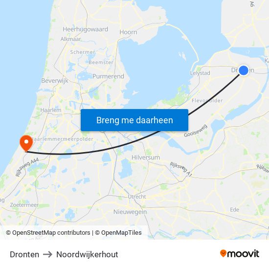 Dronten to Noordwijkerhout map