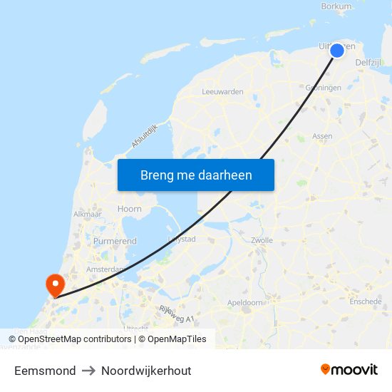 Eemsmond to Noordwijkerhout map