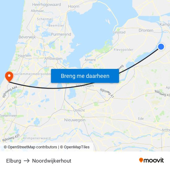Elburg to Noordwijkerhout map