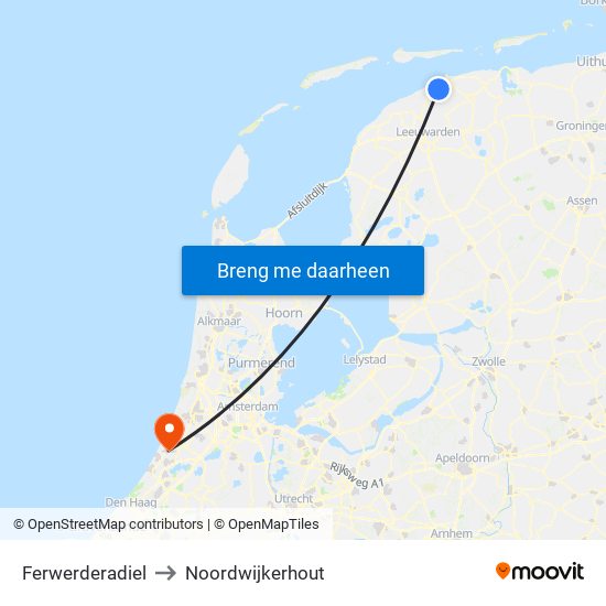 Ferwerderadiel to Noordwijkerhout map