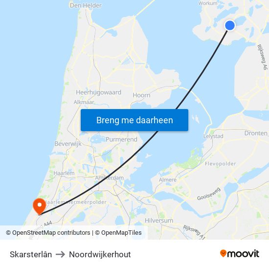 Skarsterlân to Noordwijkerhout map