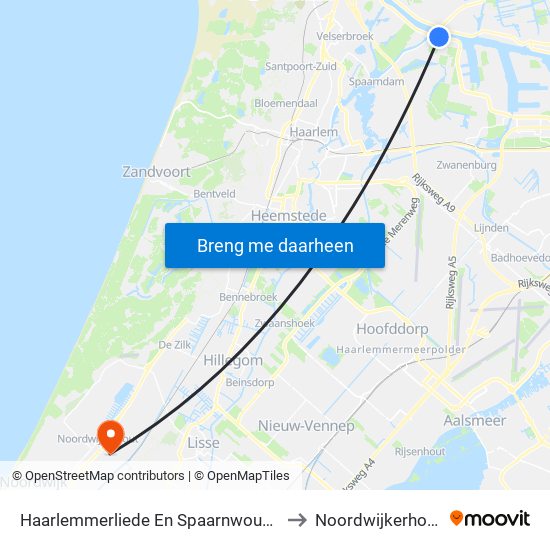 Haarlemmerliede En Spaarnwoude to Noordwijkerhout map