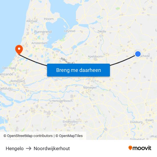 Hengelo to Noordwijkerhout map