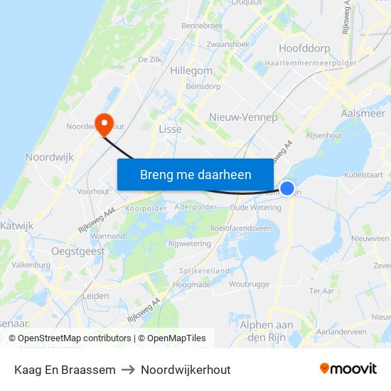 Kaag En Braassem to Noordwijkerhout map