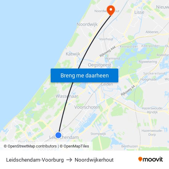 Leidschendam-Voorburg to Noordwijkerhout map