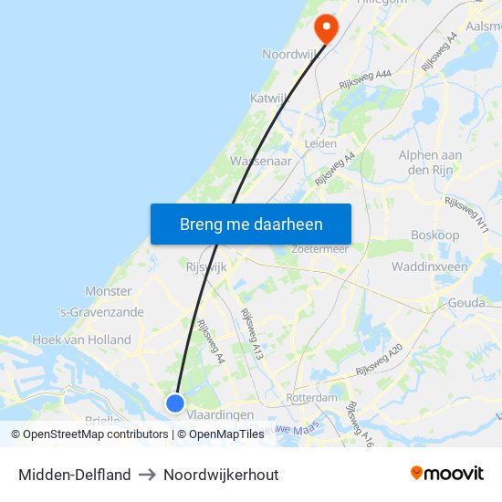 Midden-Delfland to Noordwijkerhout map