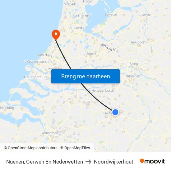 Nuenen, Gerwen En Nederwetten to Noordwijkerhout map