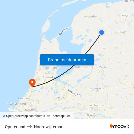 Opsterland to Noordwijkerhout map