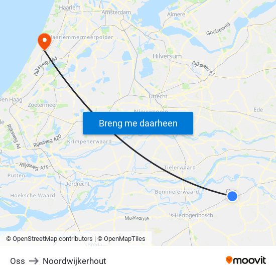 Oss to Noordwijkerhout map