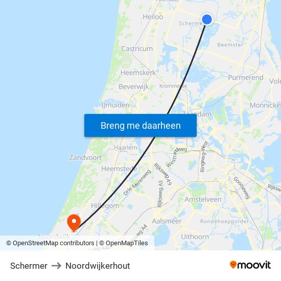 Schermer to Noordwijkerhout map