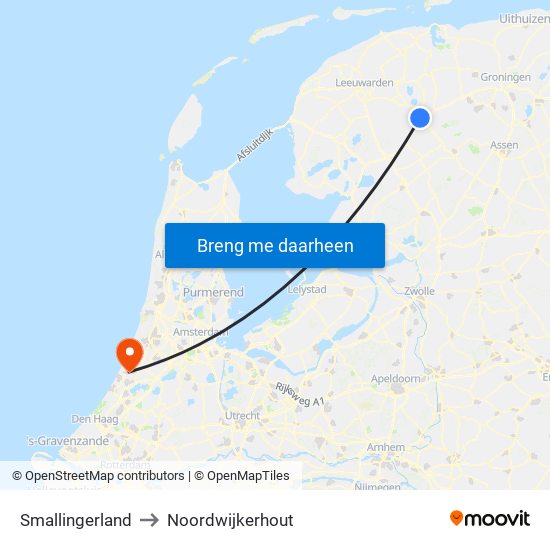 Smallingerland to Noordwijkerhout map