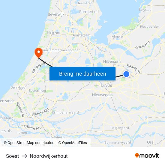 Soest to Noordwijkerhout map