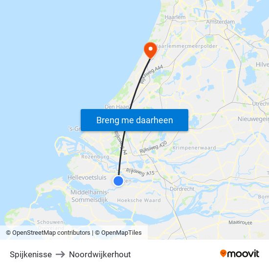 Spijkenisse to Noordwijkerhout map