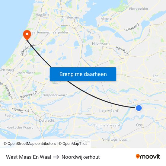 West Maas En Waal to Noordwijkerhout map