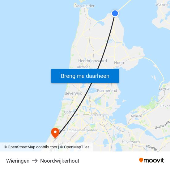 Wieringen to Noordwijkerhout map