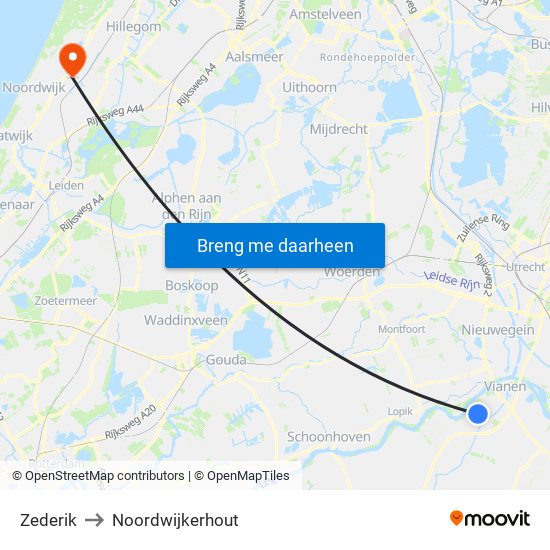 Zederik to Noordwijkerhout map