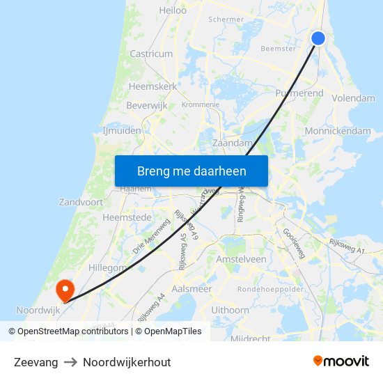 Zeevang to Noordwijkerhout map