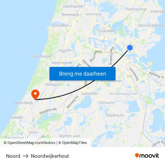 Noord to Noordwijkerhout map