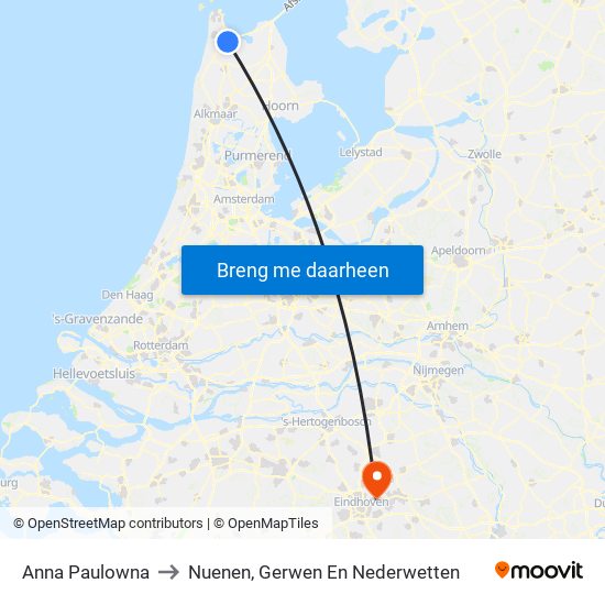 Anna Paulowna to Nuenen, Gerwen En Nederwetten map