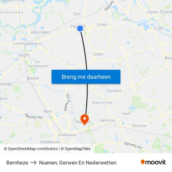 Bernheze to Nuenen, Gerwen En Nederwetten map