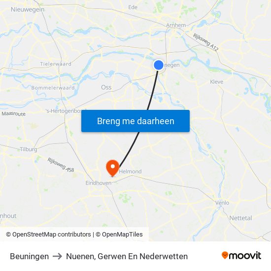 Beuningen to Nuenen, Gerwen En Nederwetten map