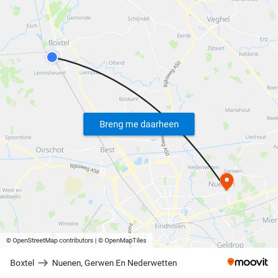 Boxtel to Nuenen, Gerwen En Nederwetten map